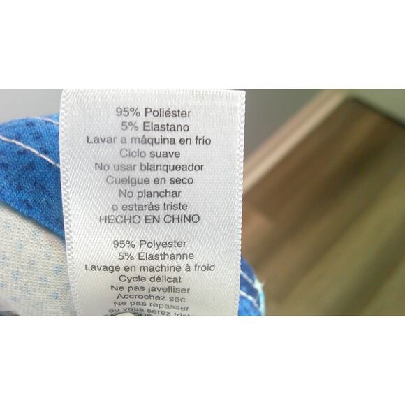 LuLaRoe Women's Large Stasha Shirt Flutter Sleeves Ruffle Blue & White - Picture 8 of 8